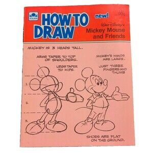 Golden How To Draw Disney's Mickey Mouse & Friends Unused Instructions 1983